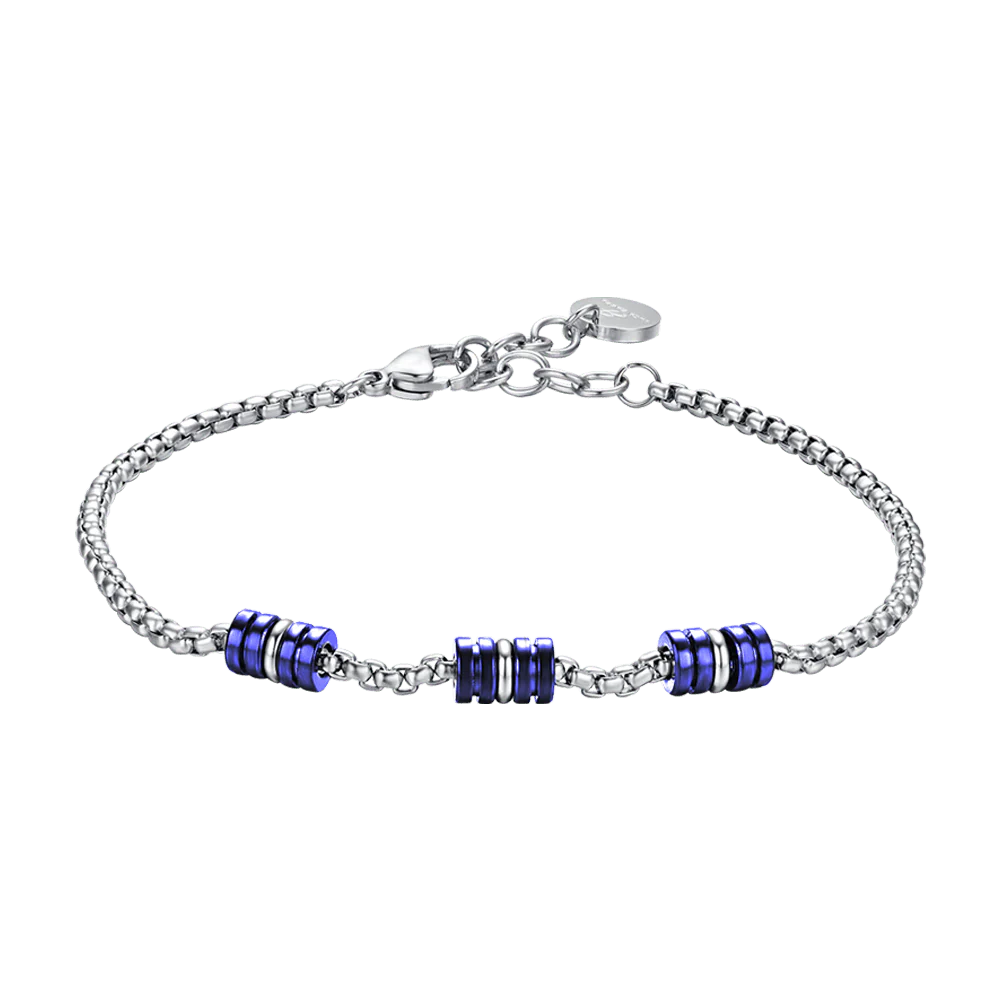 BRACCIALE UOMO IN ACCIAIO CON ELEMENTI IP BLU E SILVER