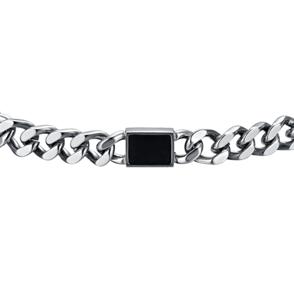 BRACCIALE UOMO IN ACCIAIO CON ELEMENTI NERI - Image 2