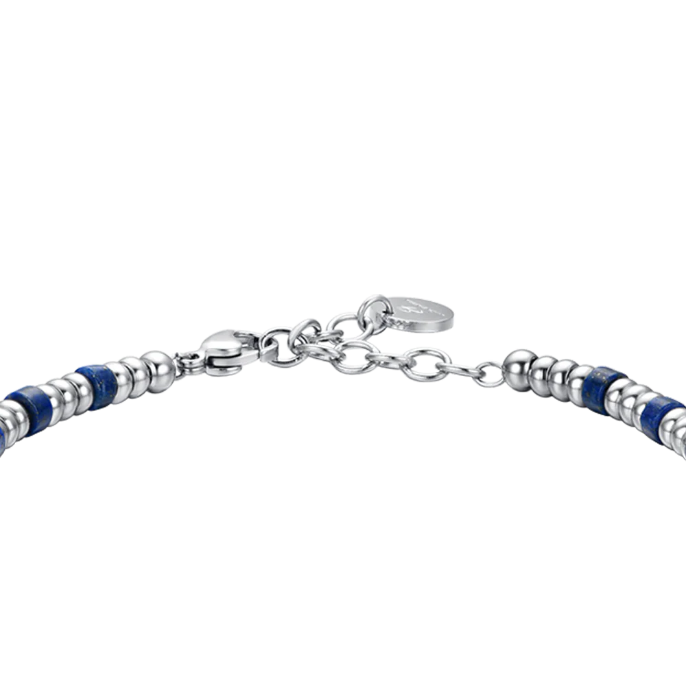 BRACCIALE UOMO IN ACCIAIO CON ELEMENTI SILVER E PIETRE BLU - Image 5