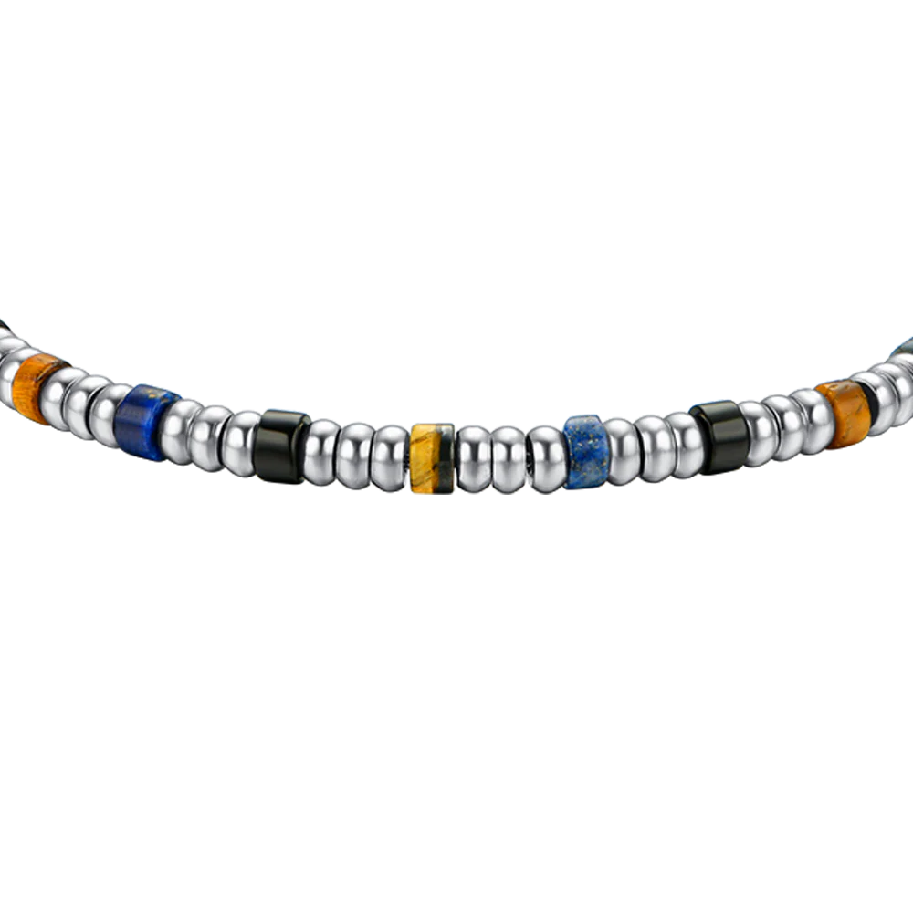 BRACCIALE UOMO IN ACCIAIO CON ELEMENTI SILVER E PIETRE MULTICOLOR - Image 2