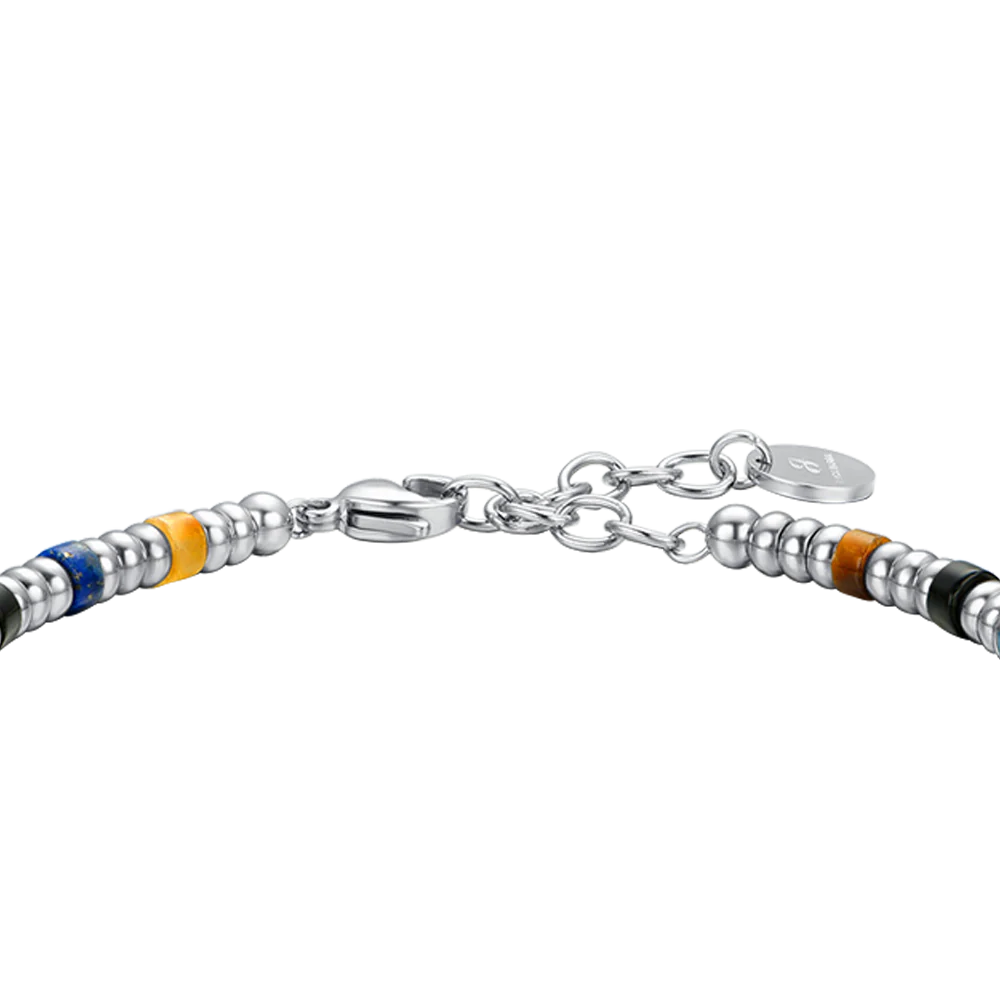 BRACCIALE UOMO IN ACCIAIO CON ELEMENTI SILVER E PIETRE MULTICOLOR - Image 3
