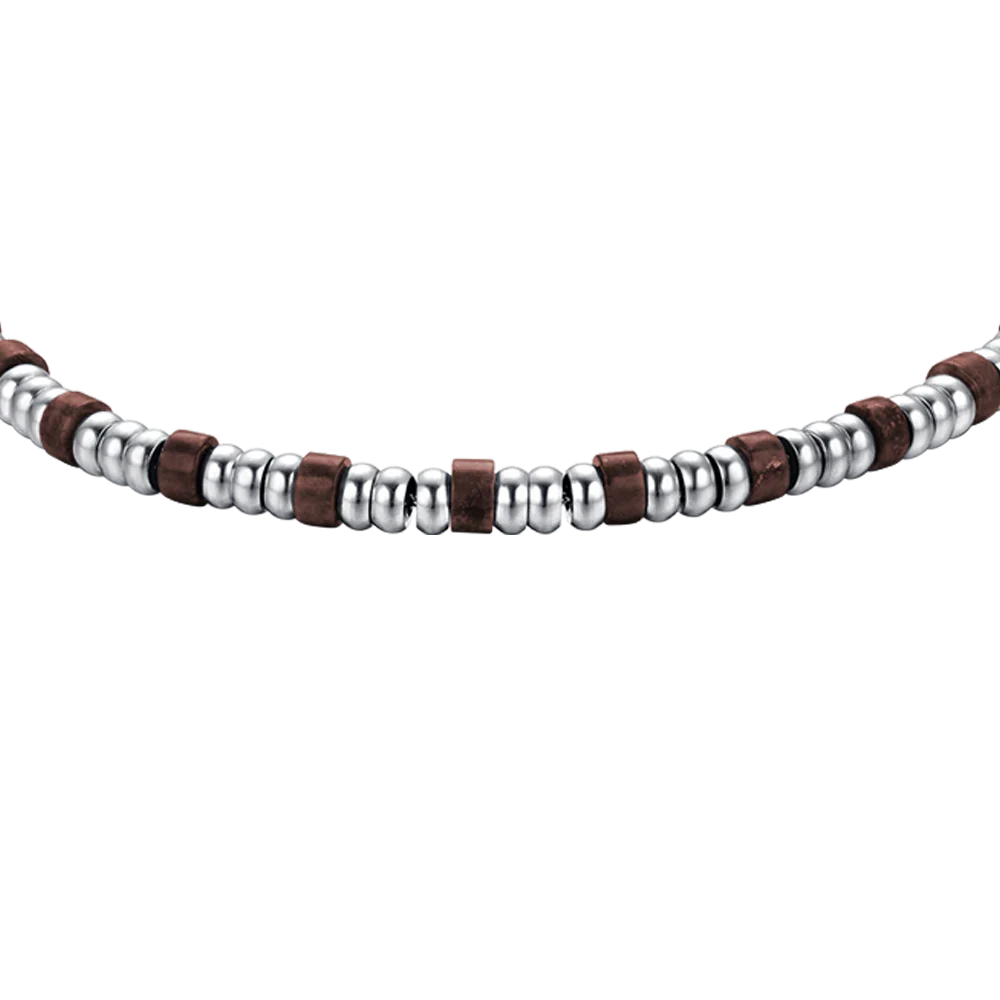 BRACCIALE UOMO IN ACCIAIO CON ELEMENTI SILVER E PIETRE OCCHIO DI TIGRE - Image 4