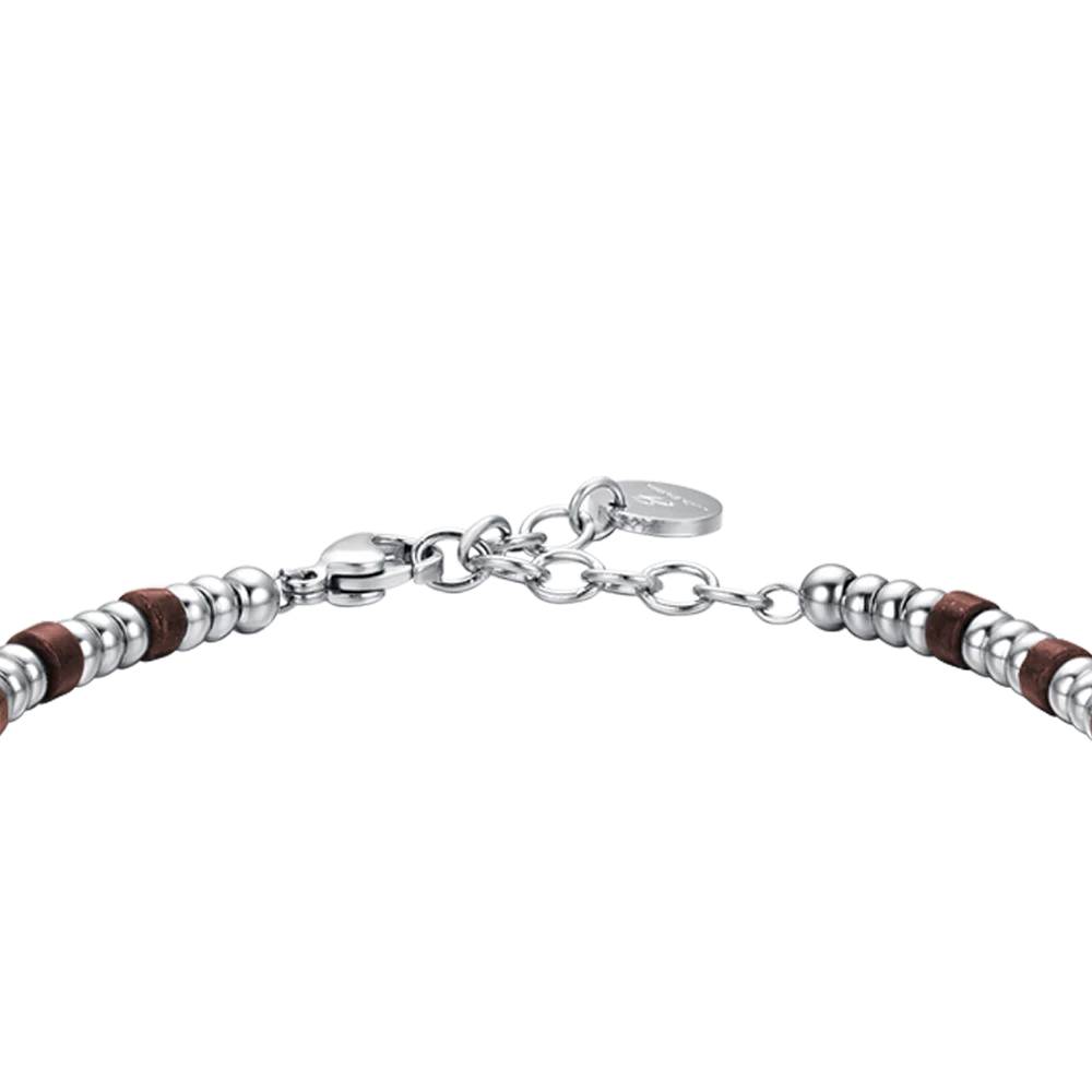 BRACCIALE UOMO IN ACCIAIO CON ELEMENTI SILVER E PIETRE OCCHIO DI TIGRE - Image 5
