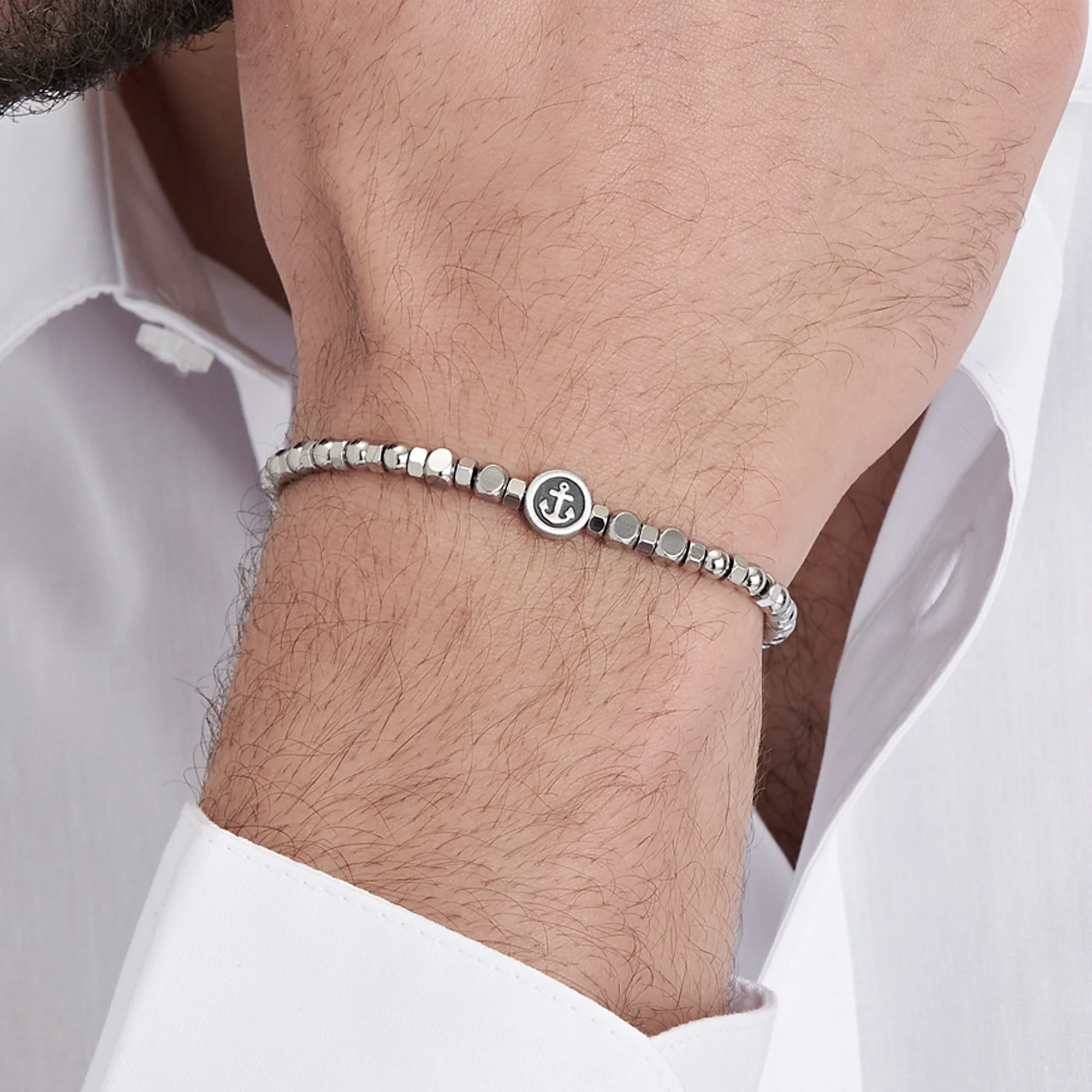 BRACCIALE UOMO IN ACCIAIO CON ELEMENTO ANCORA - Image 2