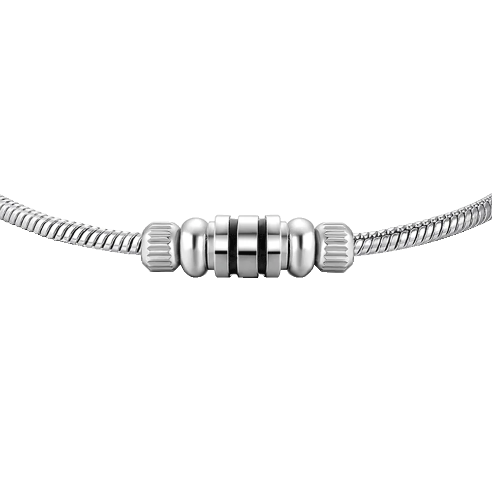 BRACCIALE UOMO IN ACCIAIO CON ELEMENTO CON SMALTO NERO - Image 4