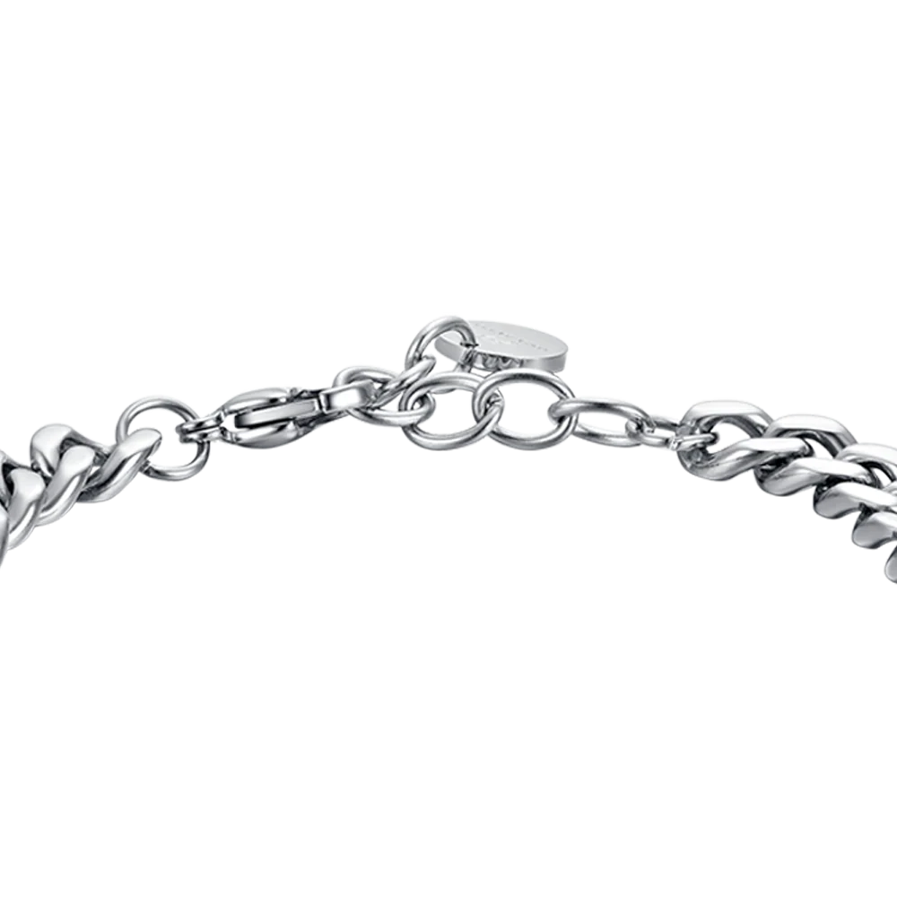 BRACCIALE UOMO IN ACCIAIO CON ELEMENTO IN CUOIO MARRONE - Image 5