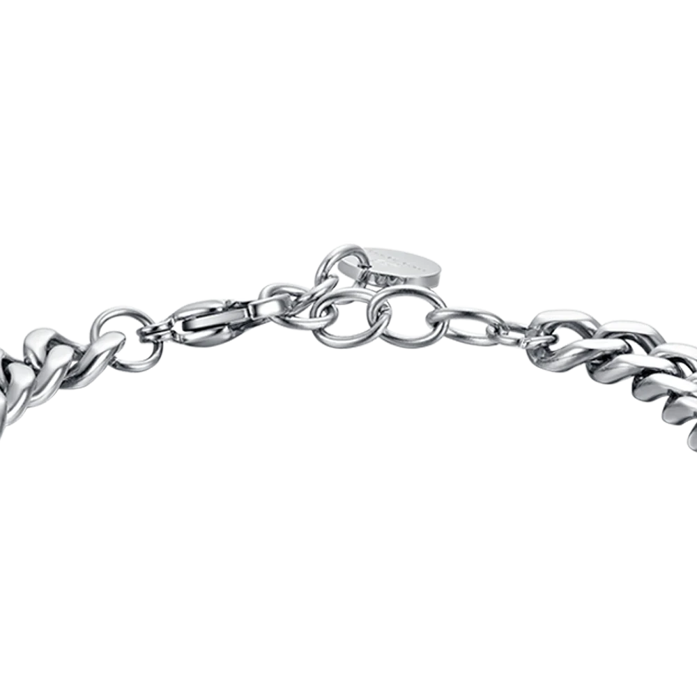 BRACCIALE UOMO IN ACCIAIO CON ELEMENTO IN CUOIO NERO - Image 5