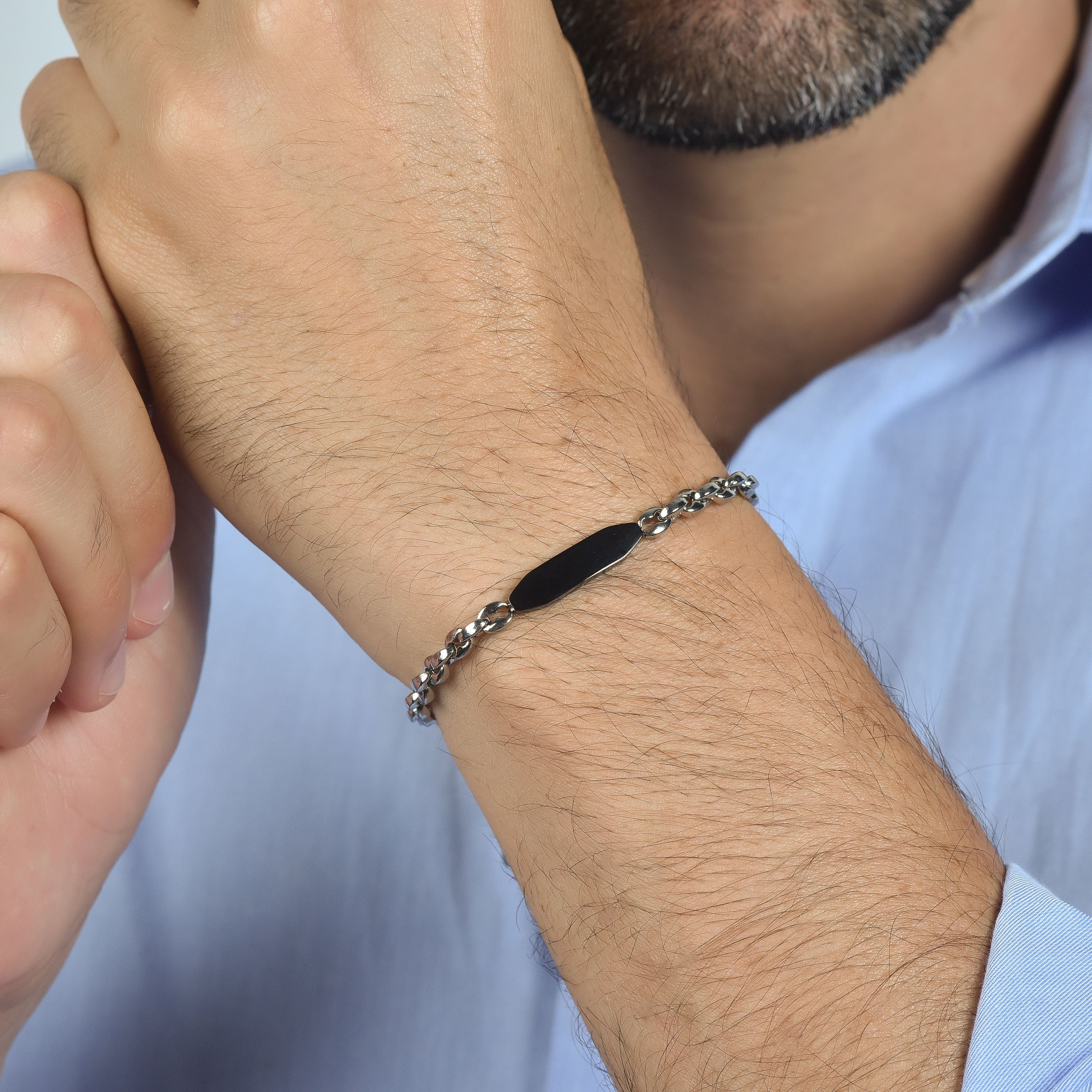 BRACCIALE UOMO IN ACCIAIO CON ELEMENTO IP NERO - Image 2