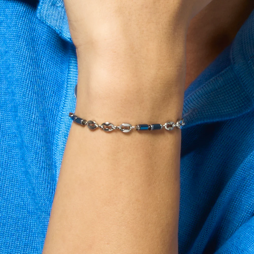BRACCIALE UOMO IN ACCIAIO CON EMATITE BLU - Image 2