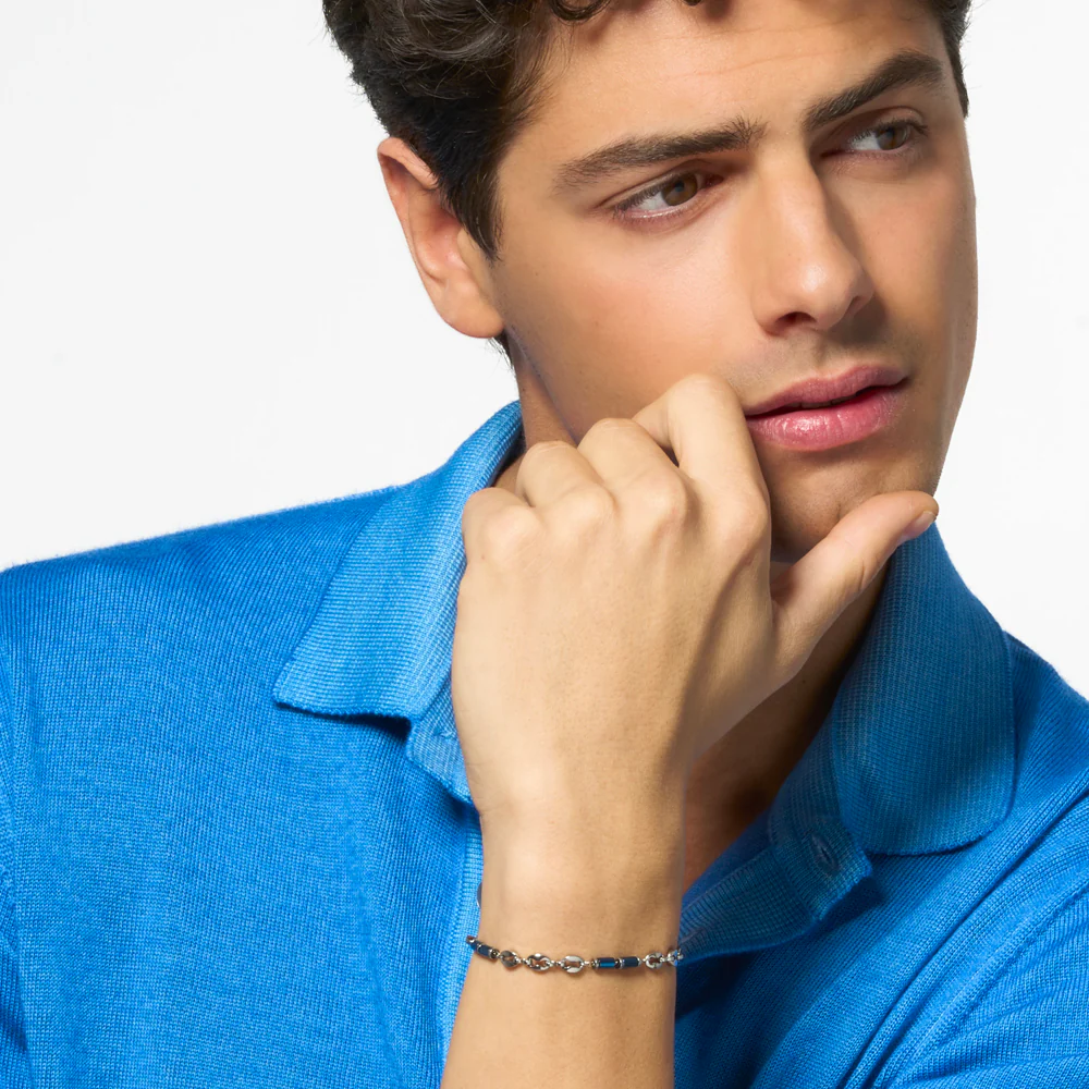 BRACCIALE UOMO IN ACCIAIO CON EMATITE BLU - Image 3