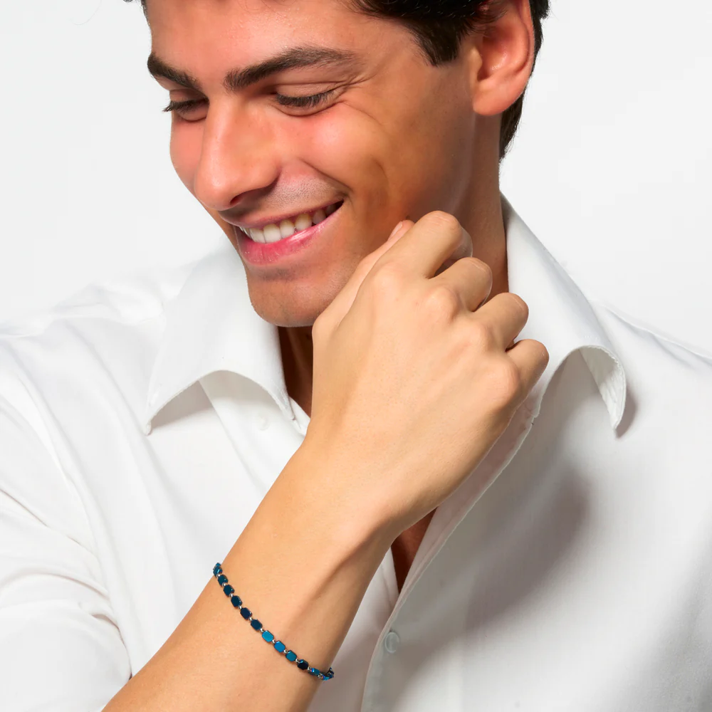 BRACCIALE UOMO IN ACCIAIO CON EMATITE BLU - Image 3