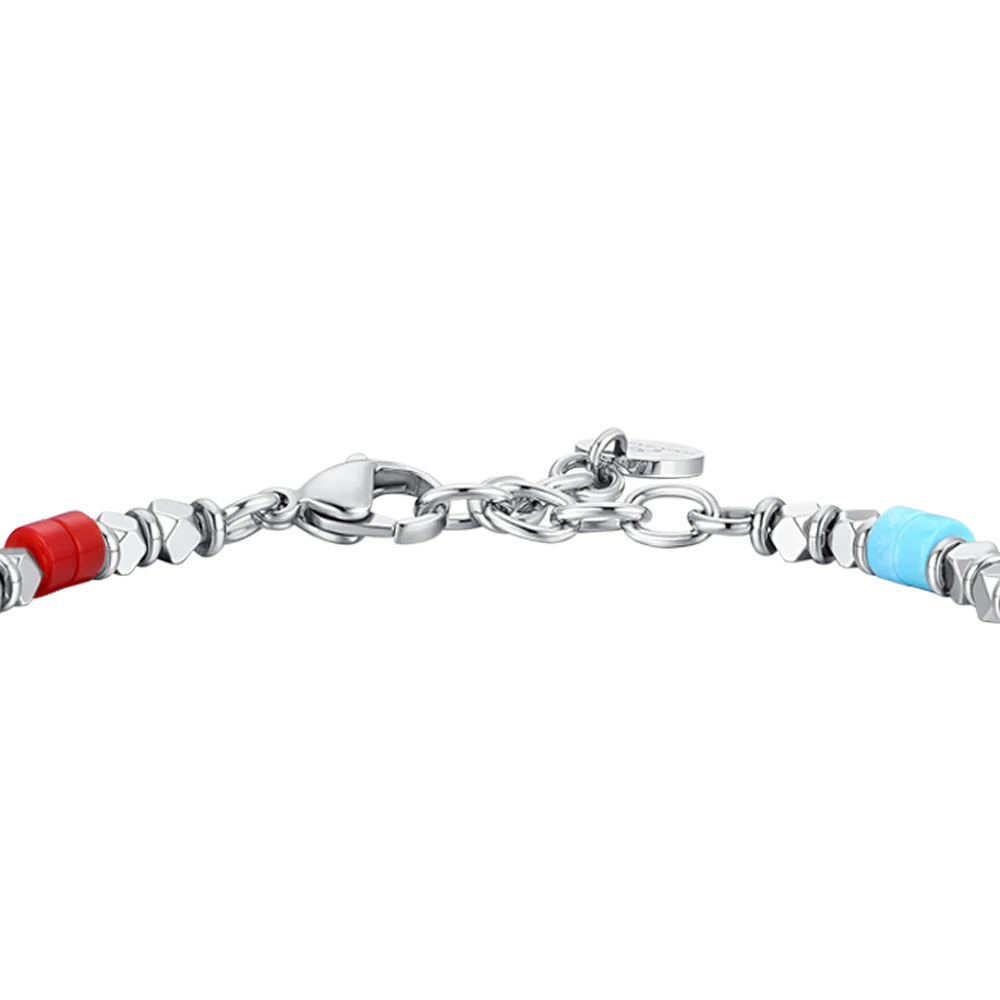 BRACCIALE UOMO IN ACCIAIO CON EMATITE E PIETRE MULTICOLOR - Image 5