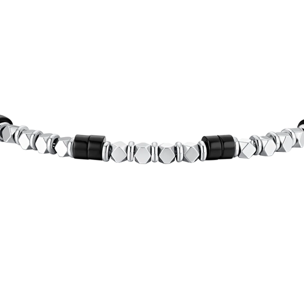 BRACCIALE UOMO IN ACCIAIO CON EMATITE E PIETRE ONICE - Image 4