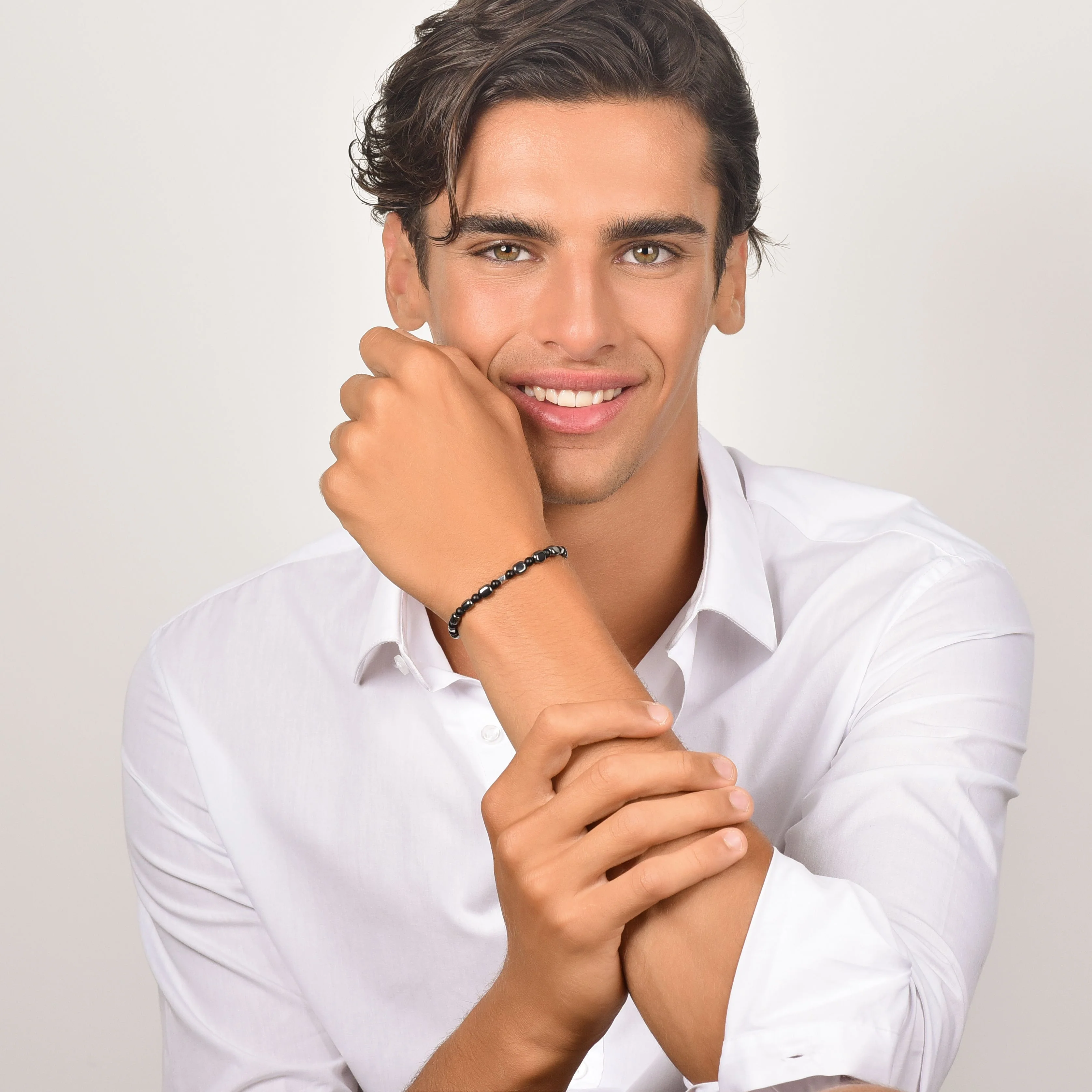 BRACCIALE UOMO IN ACCIAIO CON EMATITE IP GUN E NERA - Image 3