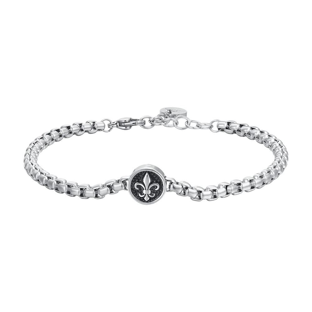 BRACCIALE UOMO IN ACCIAIO CON GIGLIO