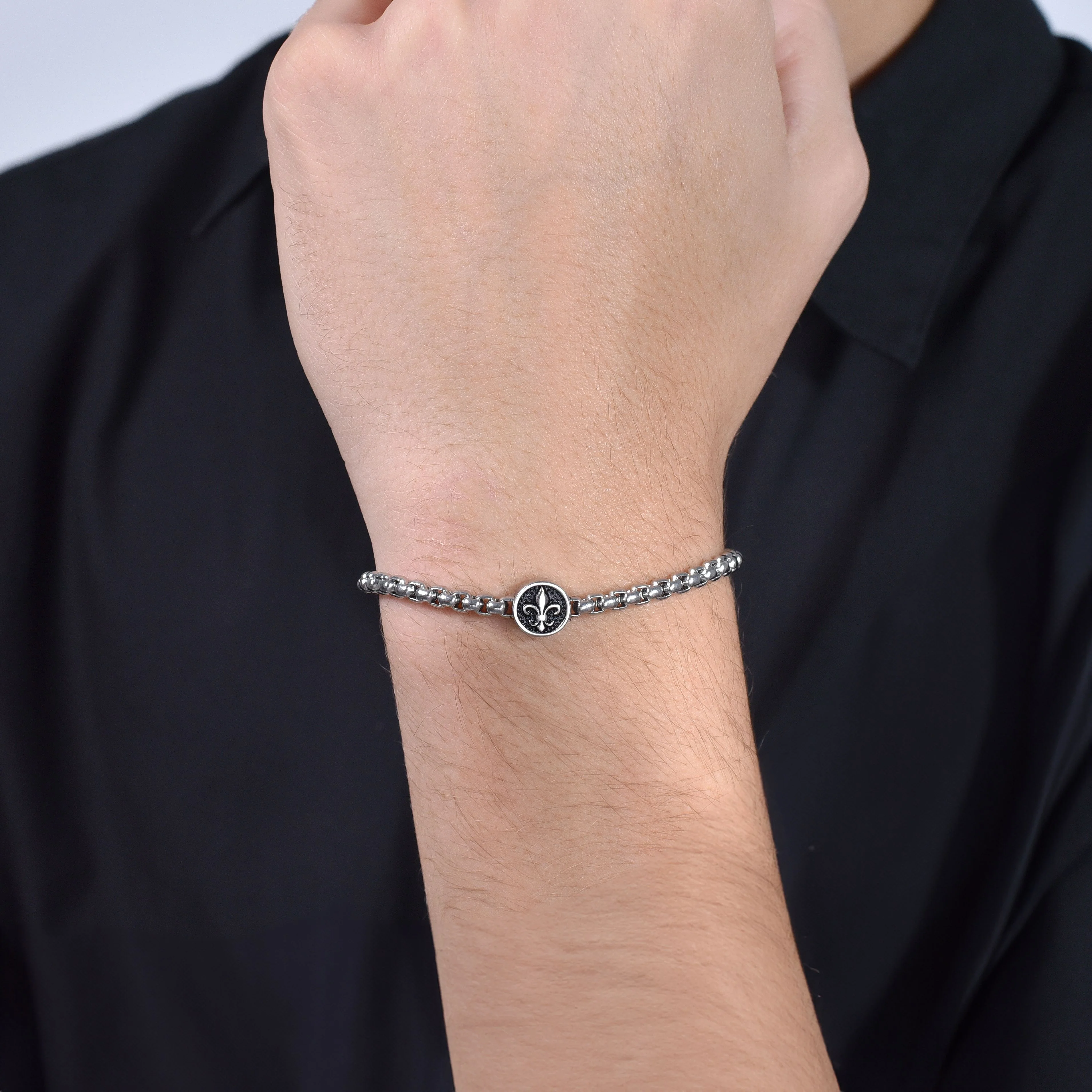 BRACCIALE UOMO IN ACCIAIO CON GIGLIO - Image 2