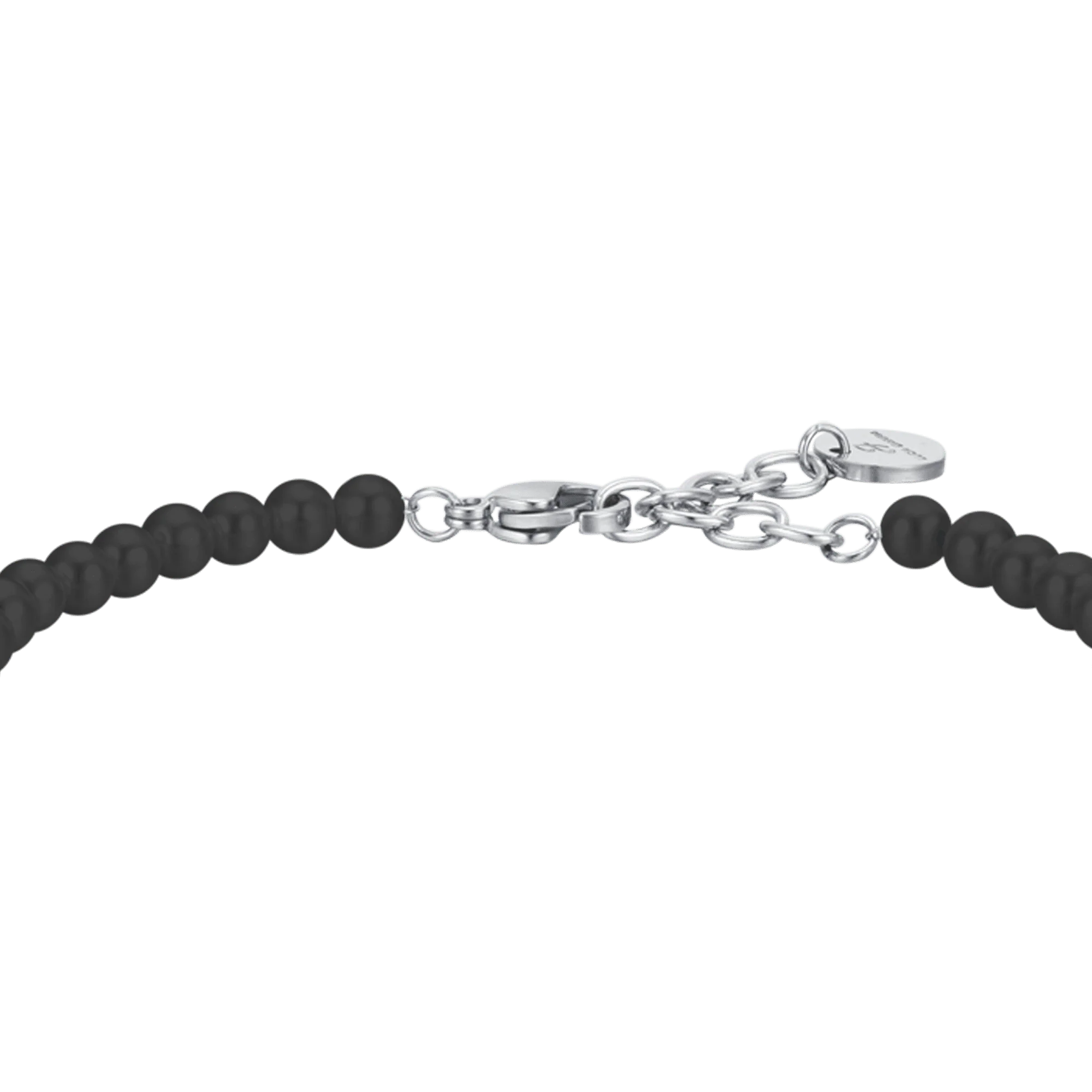 BRACCIALE UOMO IN ACCIAIO CON PERLE SINTETICHE NERE - Image 4