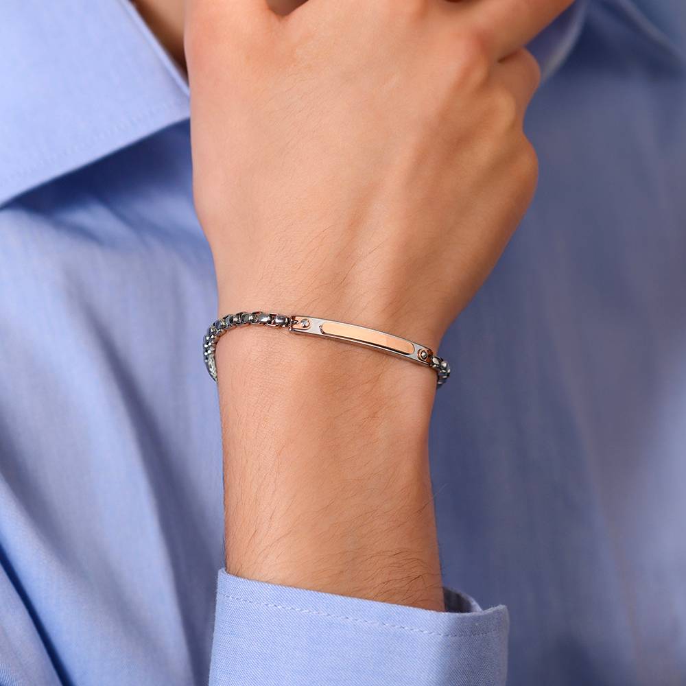 BRACCIALE UOMO IN ACCIAIO CON PIASTRA IP ROSE - Image 2