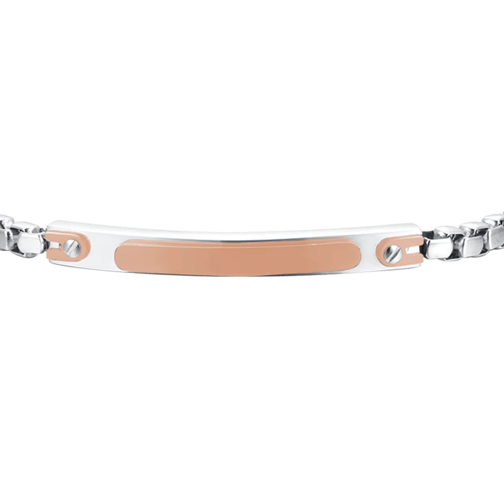 BRACCIALE UOMO IN ACCIAIO CON PIASTRA IP ROSE - Image 4
