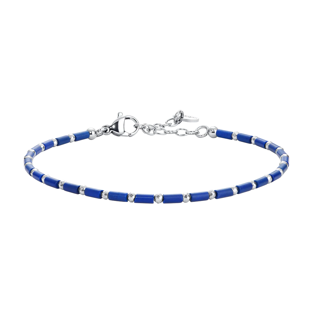 BRACCIALE UOMO IN ACCIAIO CON PIETRA LAPIS ED EMATITE