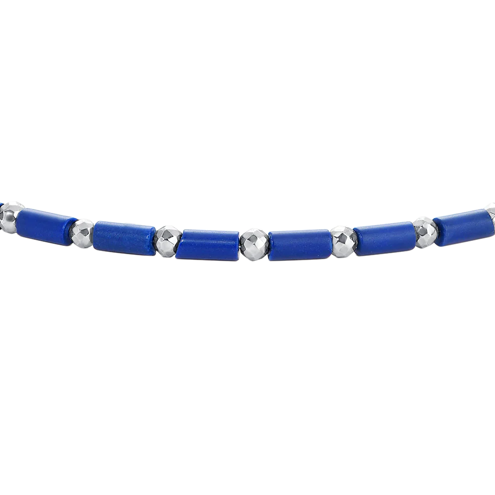 BRACCIALE UOMO IN ACCIAIO CON PIETRA LAPIS ED EMATITE - Image 5