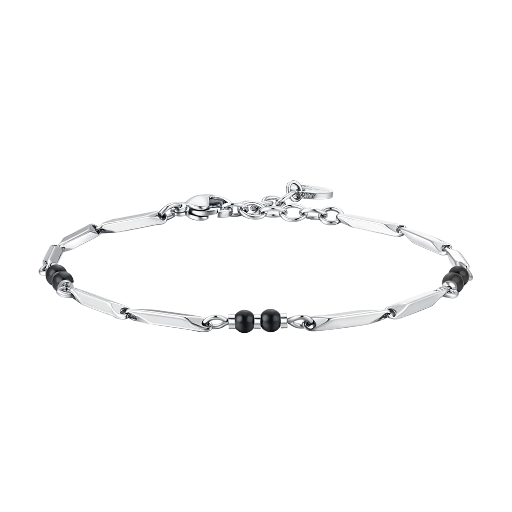 BRACCIALE UOMO IN ACCIAIO CON PIETRE AGATA