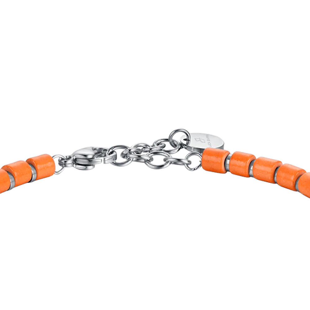 BRACCIALE UOMO IN ACCIAIO CON PIETRE ARANCIONI - Image 5