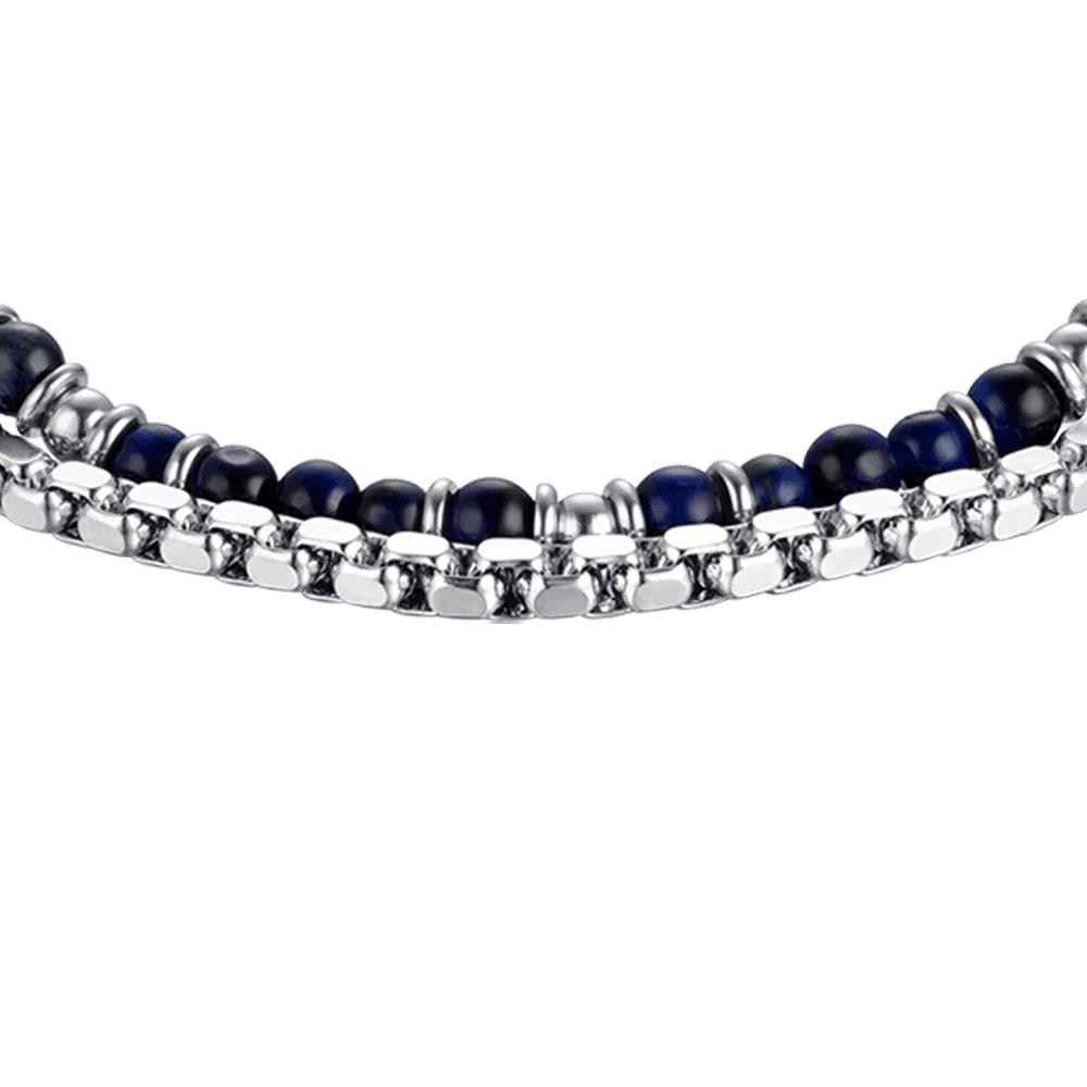 BRACCIALE UOMO IN ACCIAIO CON PIETRE BLU ED ELEMENTI IN ACCIAIO - Image 4