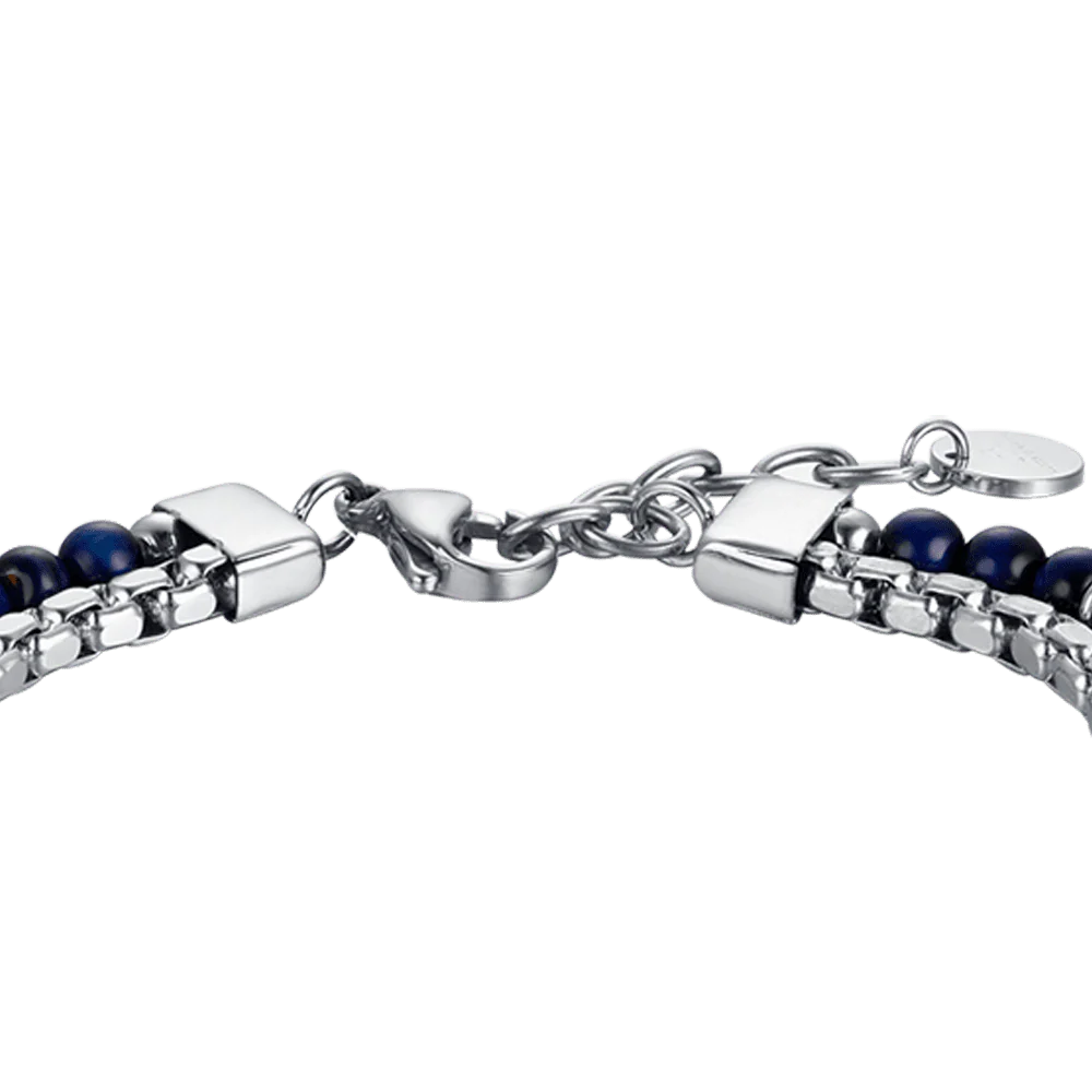 BRACCIALE UOMO IN ACCIAIO CON PIETRE BLU ED ELEMENTI IN ACCIAIO - Image 5