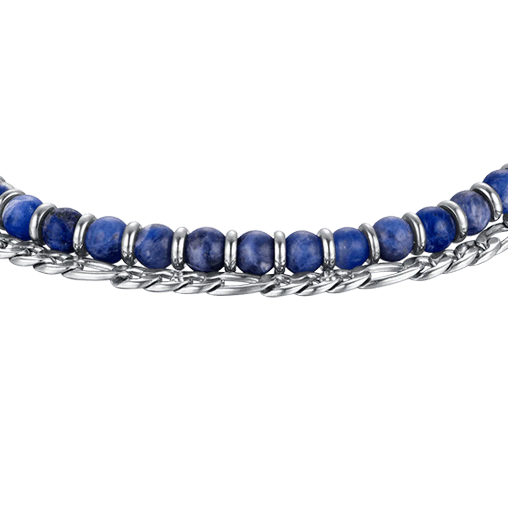 BRACCIALE UOMO IN ACCIAIO CON PIETRE BLU ED ELEMENTI IN ACCIAIO - Image 4