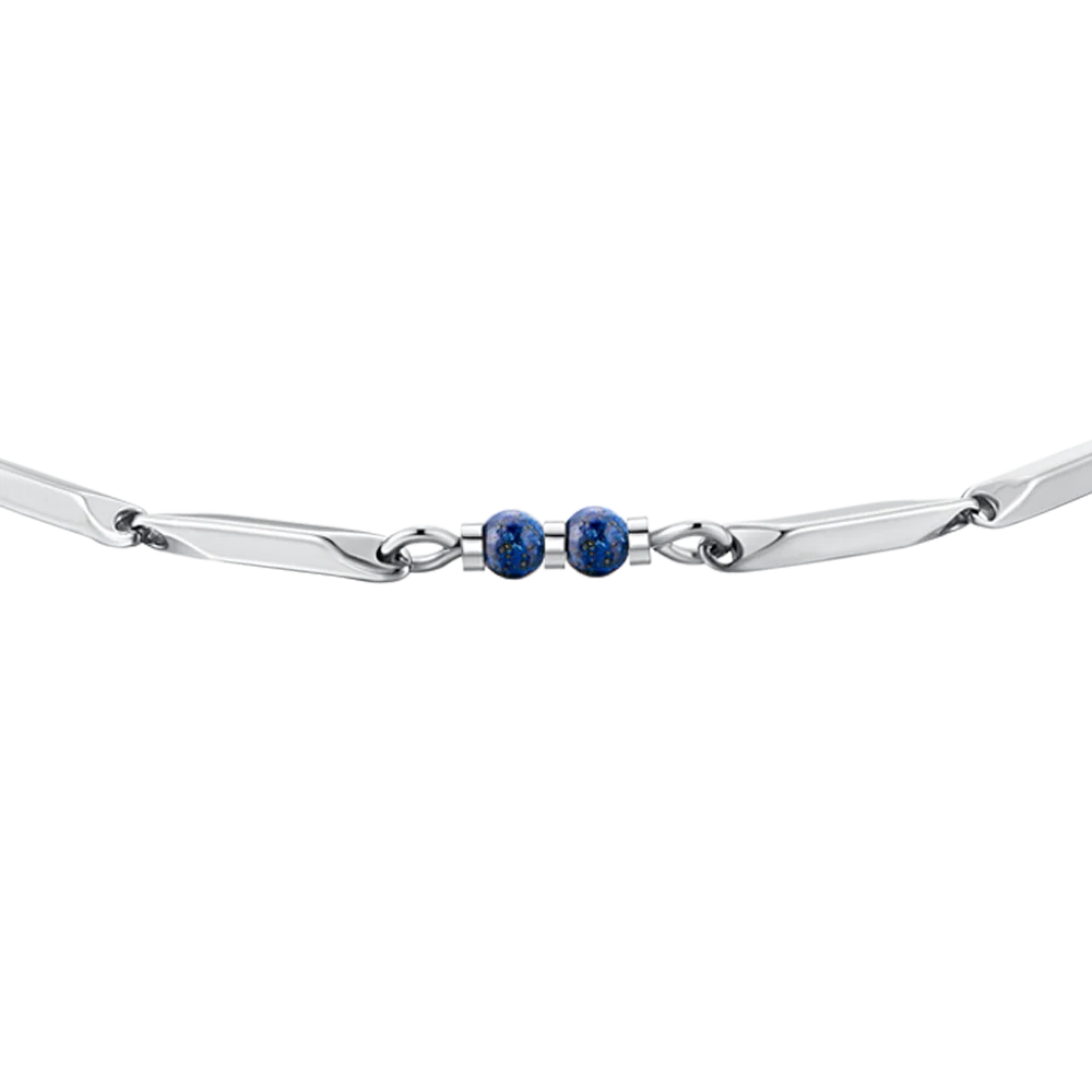 BRACCIALE UOMO IN ACCIAIO CON PIETRE LAPIS - Image 4