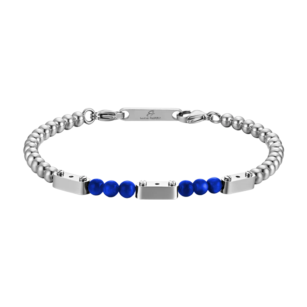 BRACCIALE UOMO IN ACCIAIO CON PIETRE LAPIS
