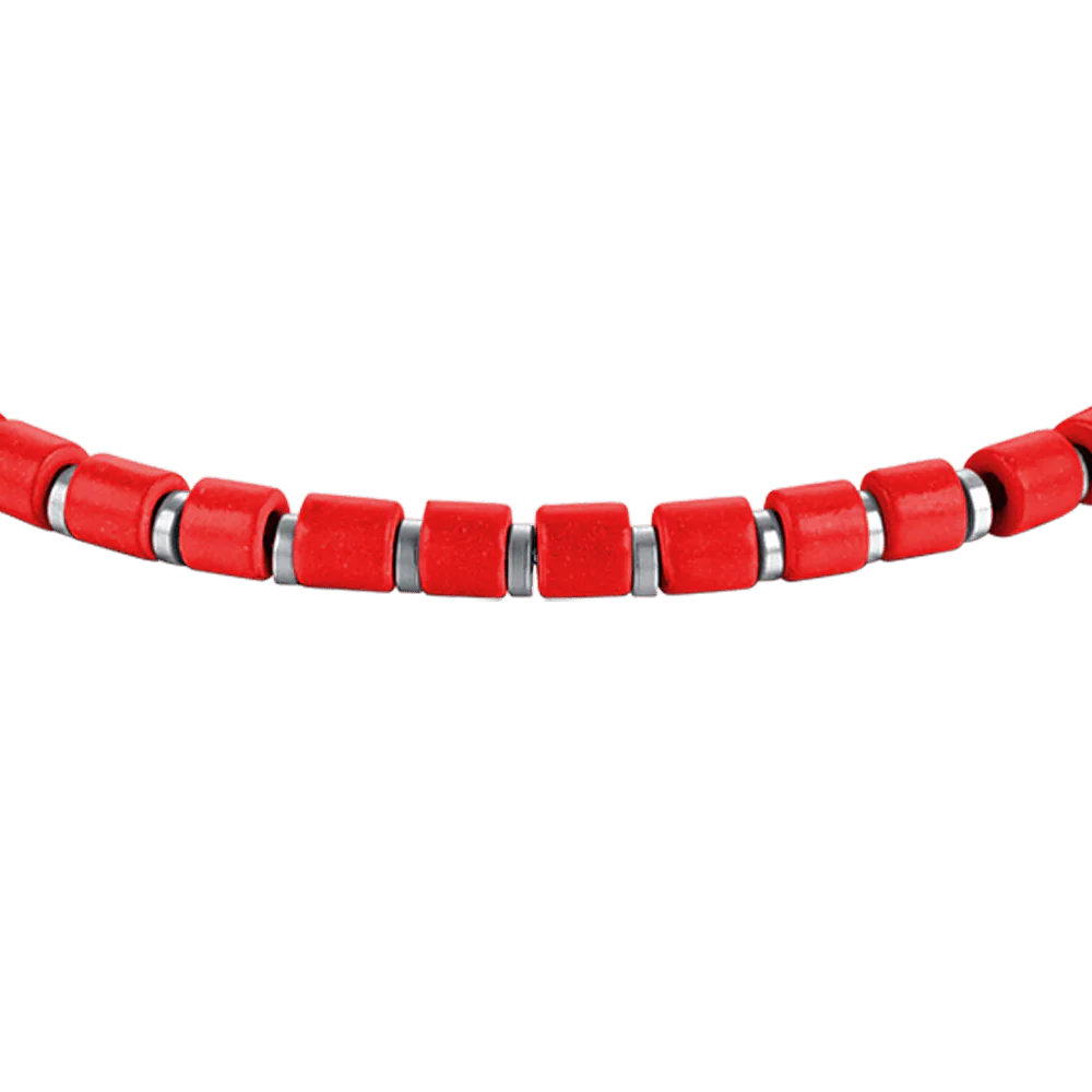 BRACCIALE UOMO IN ACCIAIO CON PIETRE ROSSE - Image 4
