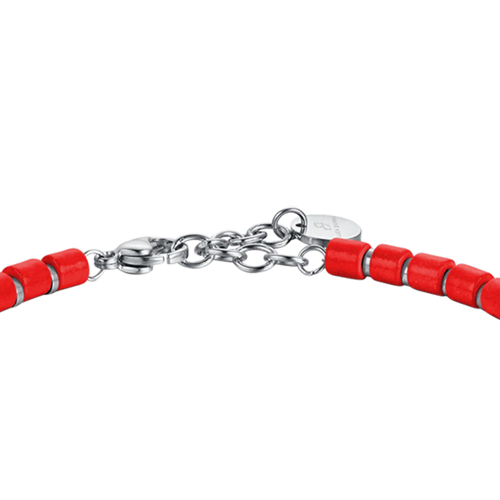 BRACCIALE UOMO IN ACCIAIO CON PIETRE ROSSE - Image 5