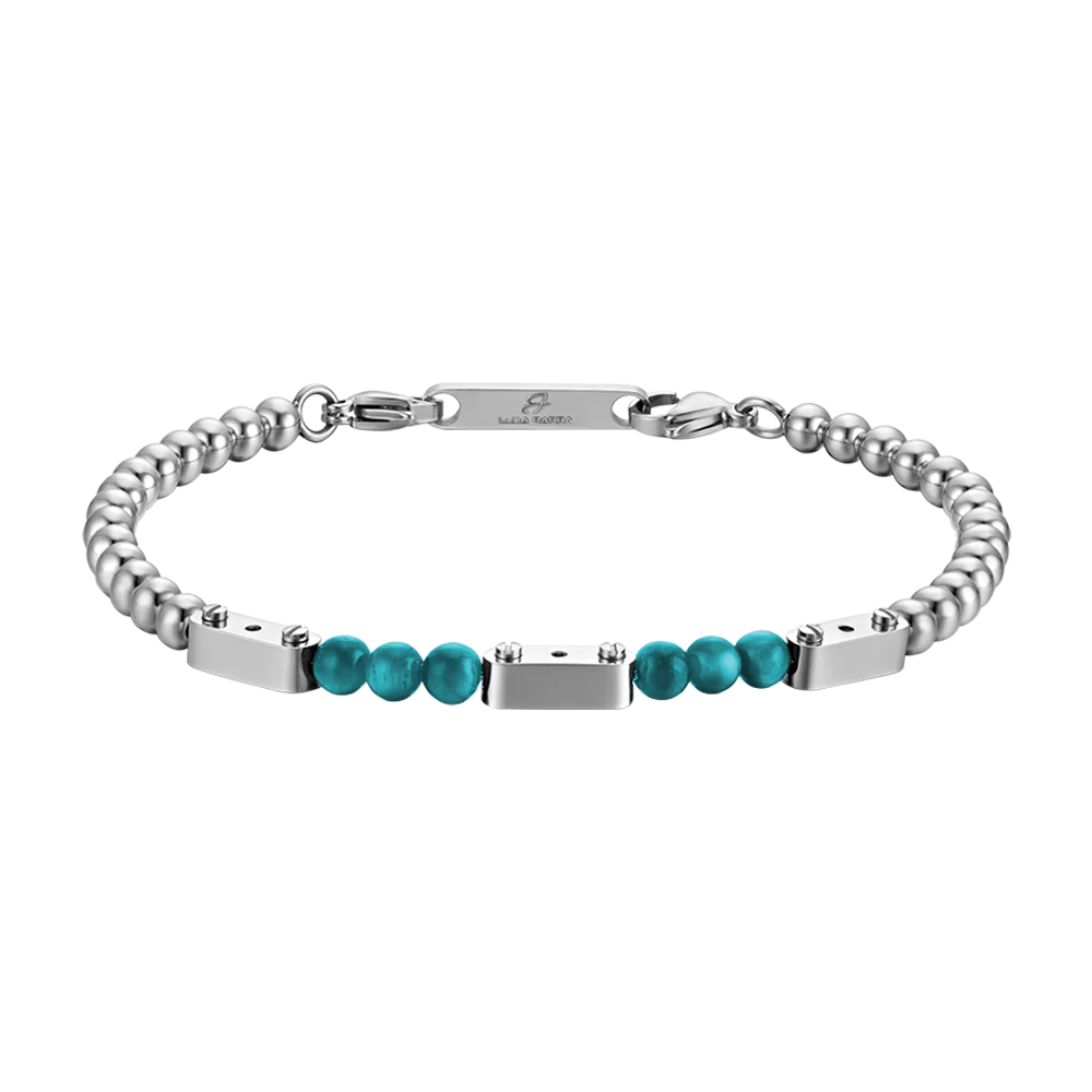 BRACCIALE UOMO IN ACCIAIO CON PIETRE TURCHESI