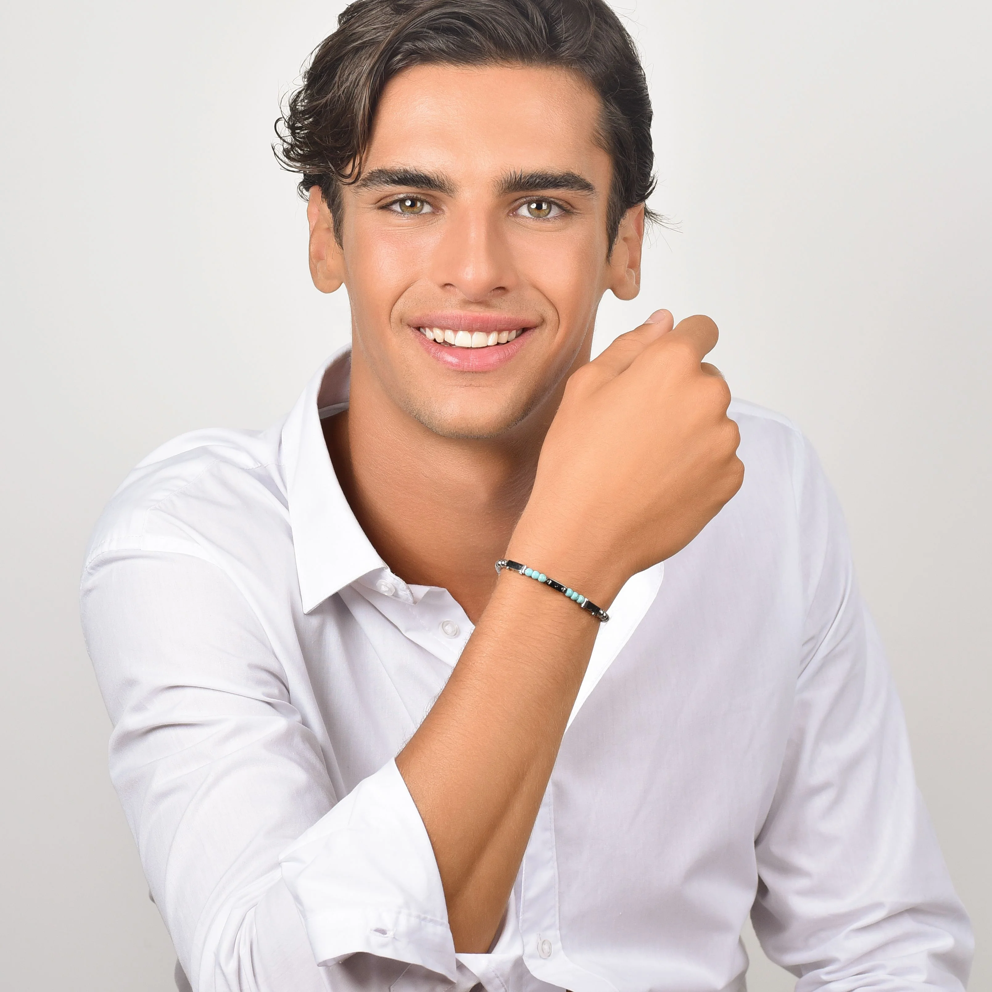 BRACCIALE UOMO IN ACCIAIO CON PIETRE TURCHESI - Image 3