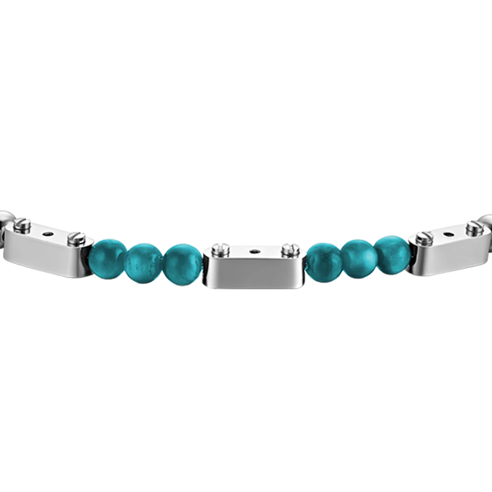 BRACCIALE UOMO IN ACCIAIO CON PIETRE TURCHESI - Image 4