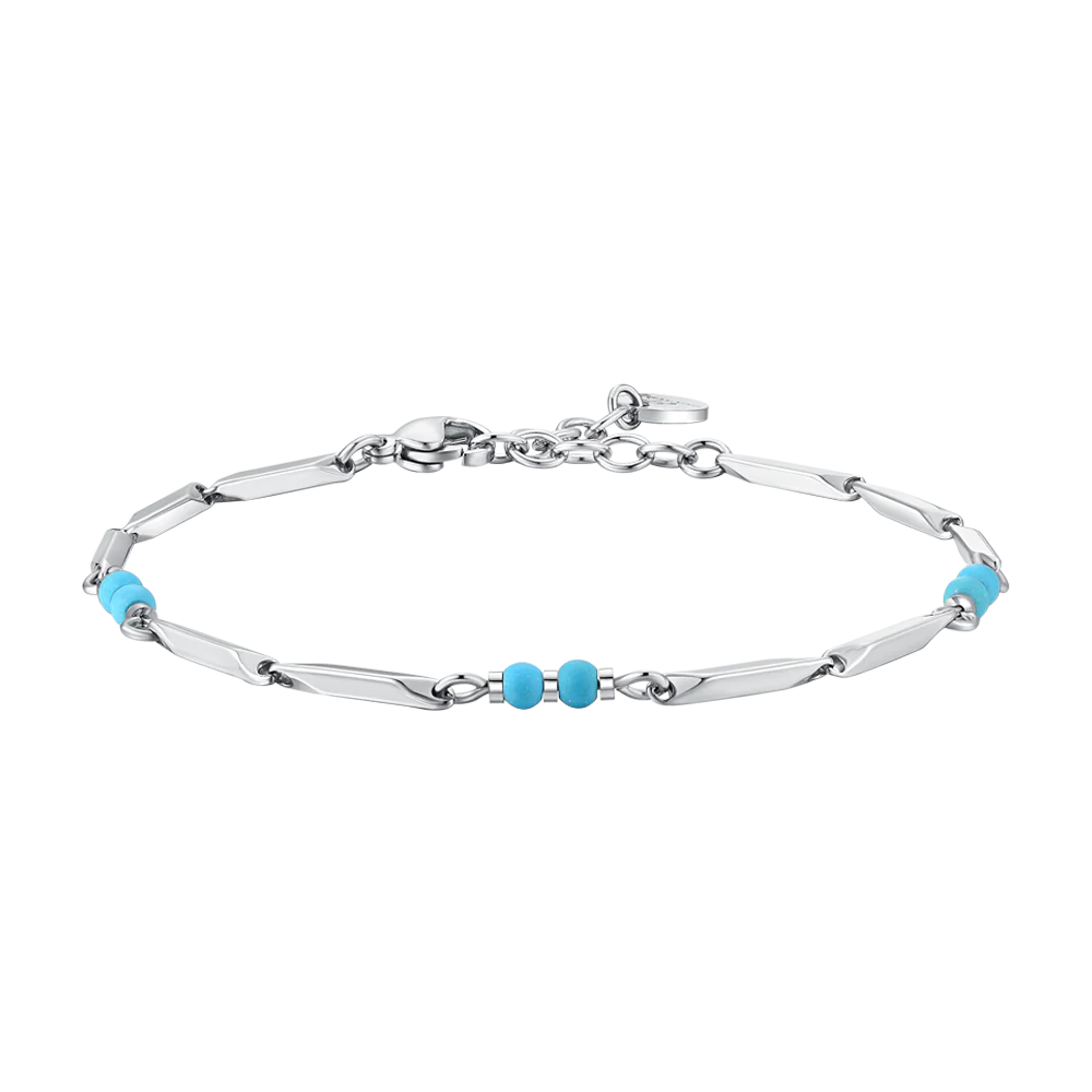 BRACCIALE UOMO IN ACCIAIO CON PIETRE TURCHESI