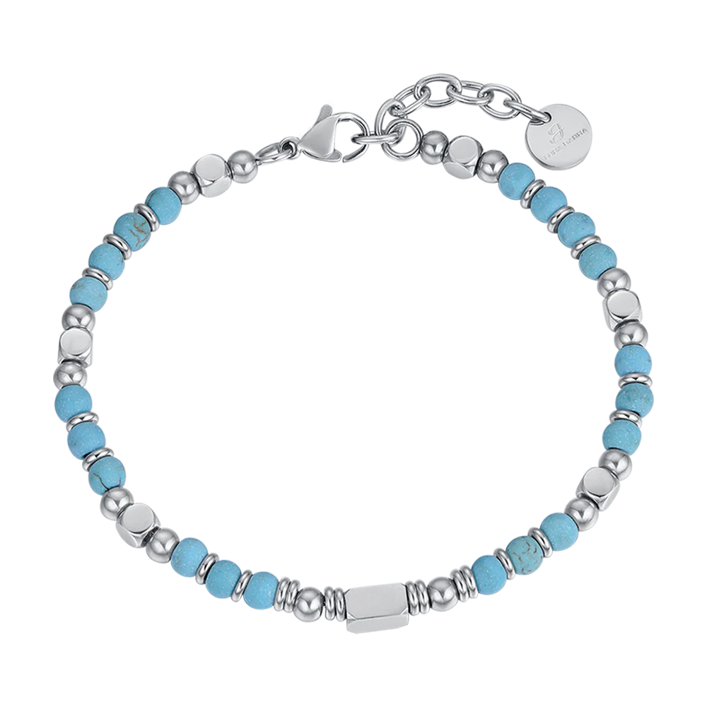 BRACCIALE UOMO IN ACCIAIO CON PIETRE TURCHESI