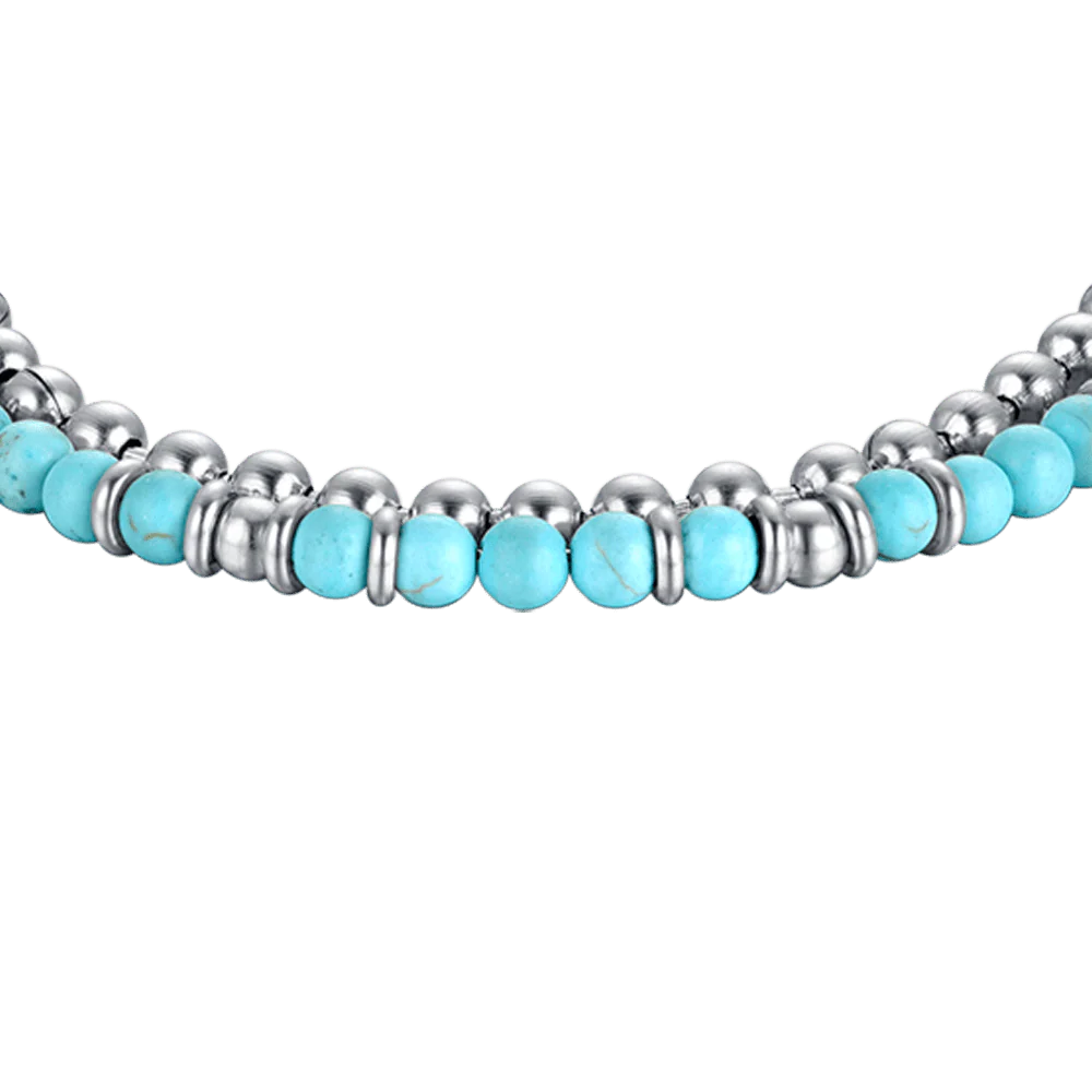 BRACCIALE UOMO IN ACCIAIO CON PIETRE TURCHESI ED ELEMENTI IN ACCIAIO - Image 4