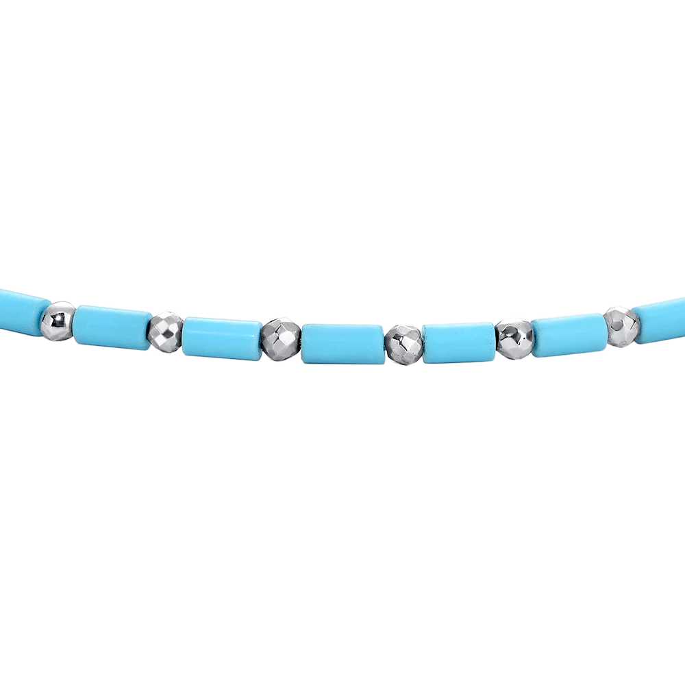 BRACCIALE UOMO IN ACCIAIO CON PIETRE TURCHESU ED EMATITE - Image 4