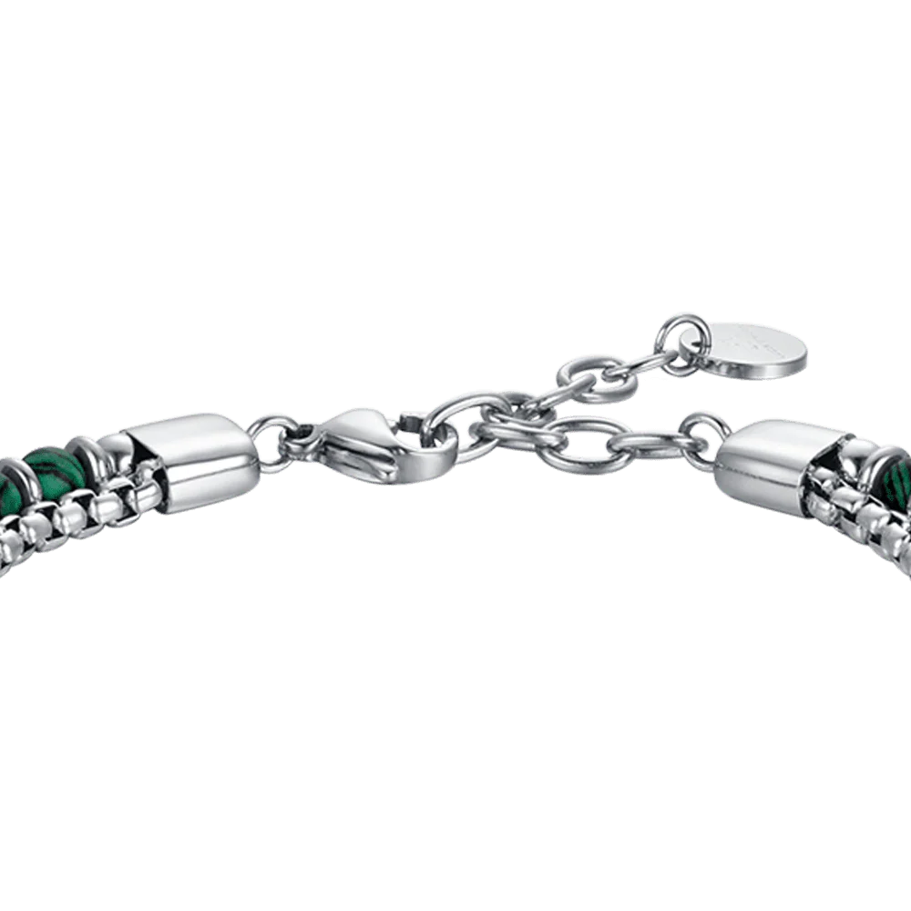 BRACCIALE UOMO IN ACCIAIO CON PIETRE VERDI ED ELEMENTI IN ACCIAIO - Image 5