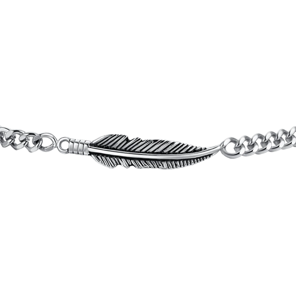 BRACCIALE UOMO IN ACCIAIO CON PIUMA - Image 4