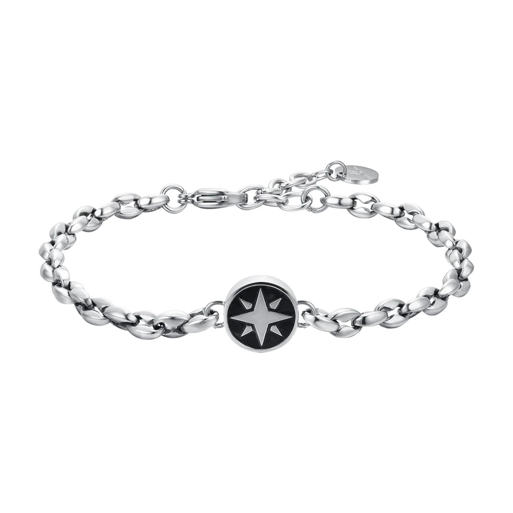 BRACCIALE UOMO IN ACCIAIO CON ROSA DEI VENTI
