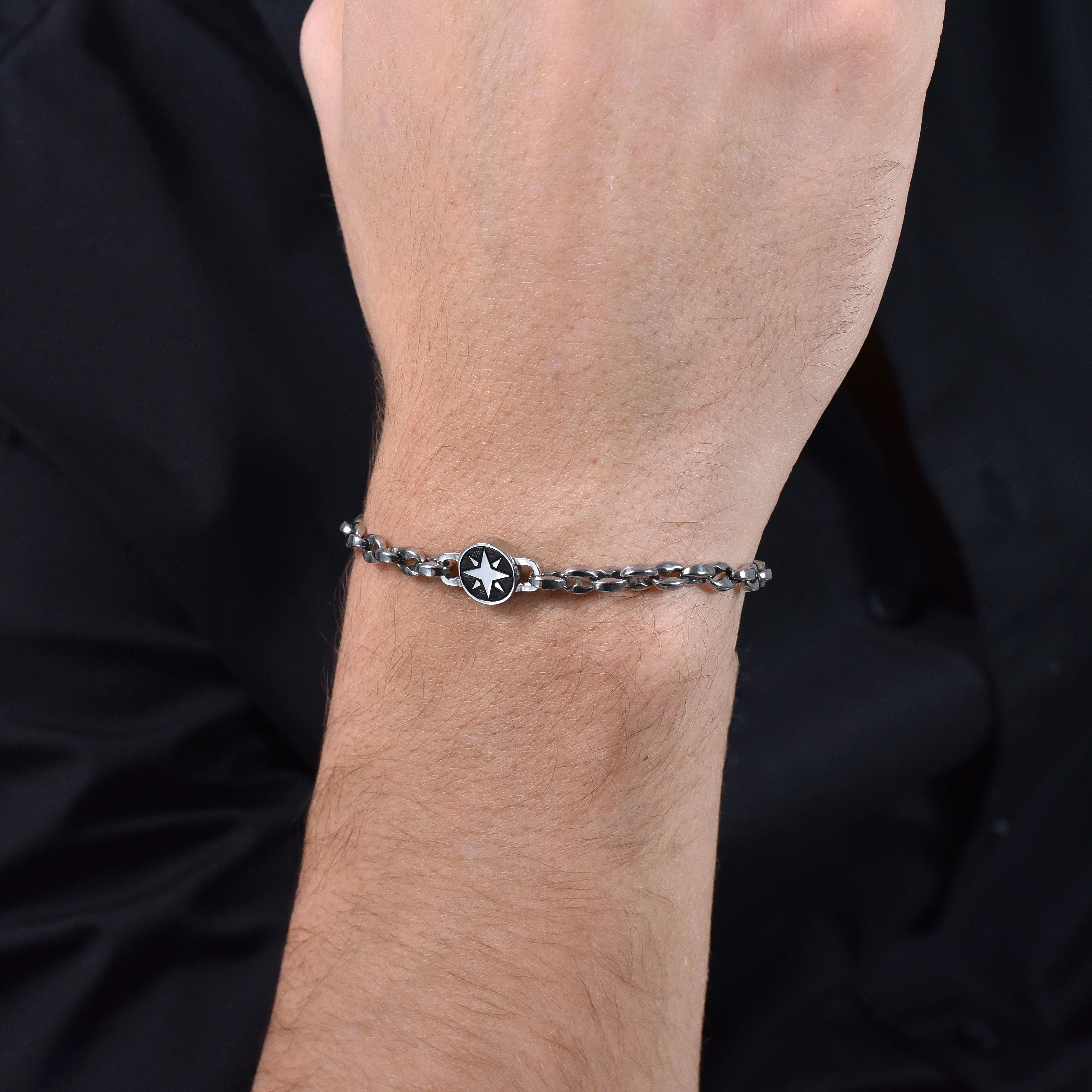 BRACCIALE UOMO IN ACCIAIO CON ROSA DEI VENTI - Image 2
