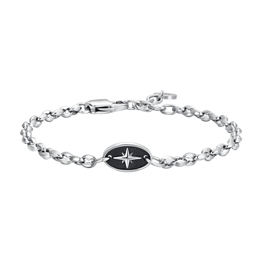 BRACCIALE UOMO IN ACCIAIO CON ROSA DEI VENTI