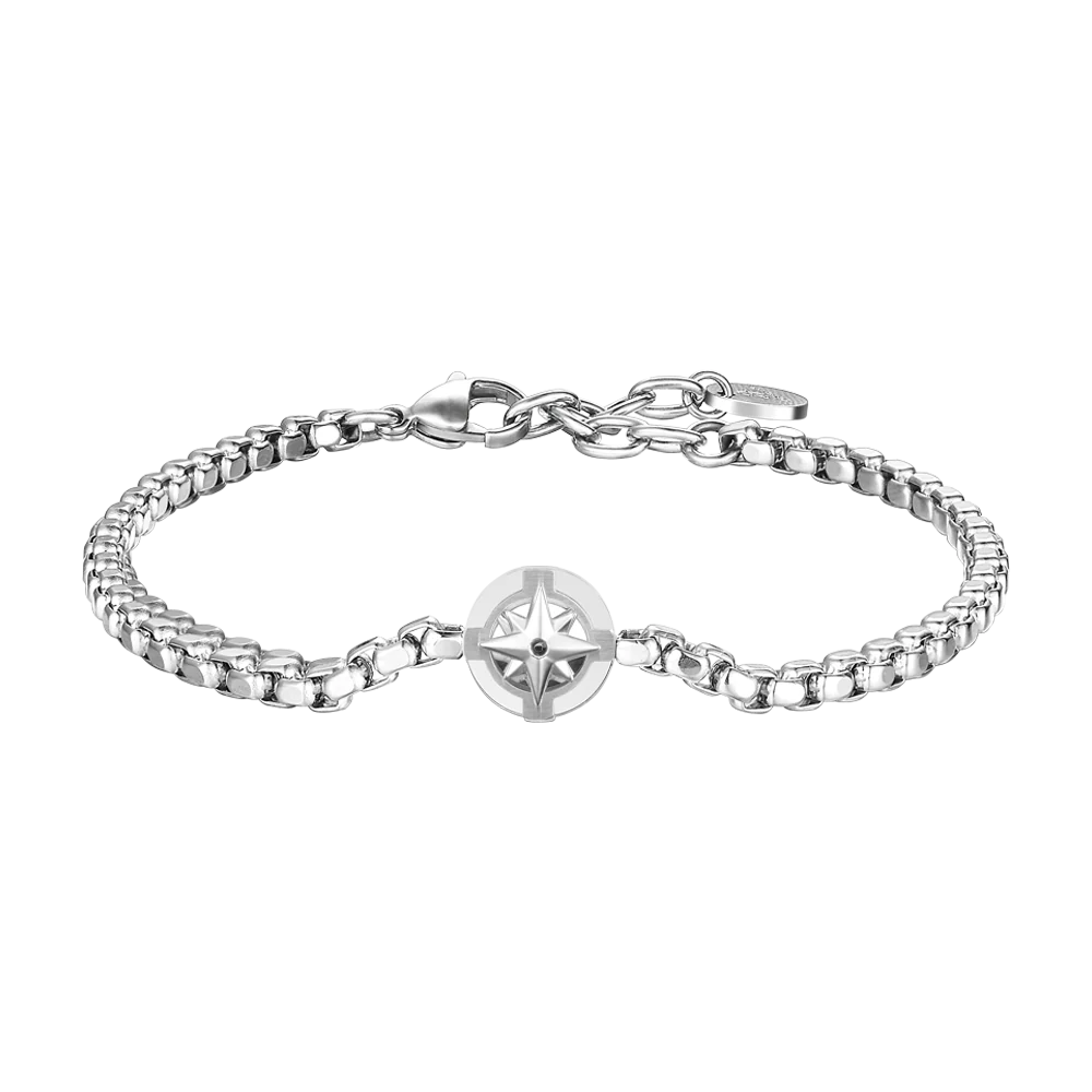 BRACCIALE UOMO IN ACCIAIO CON ROSA DEI VENTI