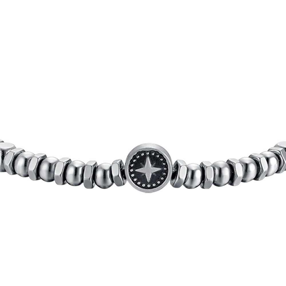 BRACCIALE UOMO IN ACCIAIO CON ROSA DEI VENTI E SMALTO NERO - Image 4