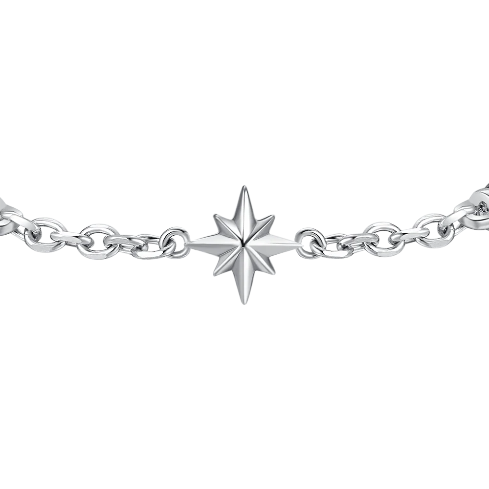 BRACCIALE UOMO IN ACCIAIO CON ROSA DEI VENTI ED ELEMENTI IN IP NERO - Image 5
