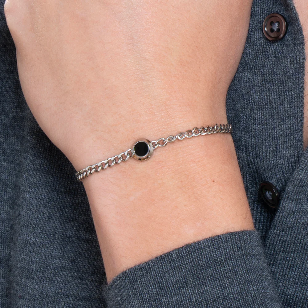 BRACCIALE UOMO IN ACCIAIO CON SMALTO NERO - Image 2